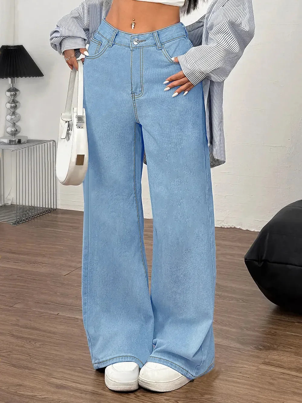 Charleston Inspired Embroidered Bow Back Wide Leg Jeans - Southern Shores Clothing
