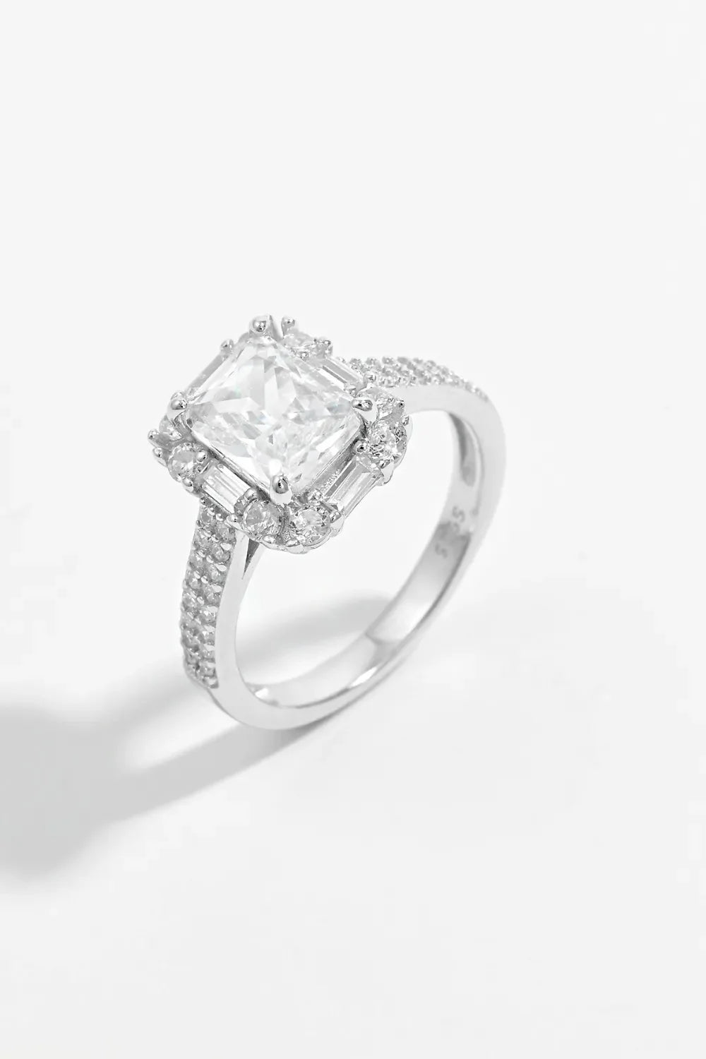 Sterling Silver Inlaid Zircon Square Ring - Southern Shores Clothing