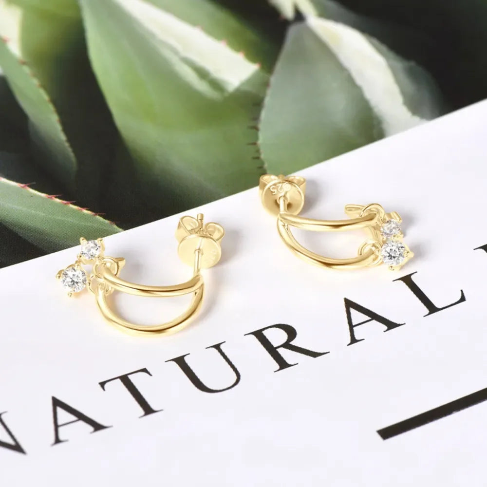 Sterling Silver Moissanite C-Hoop Earrings - Southern Shores Clothing
