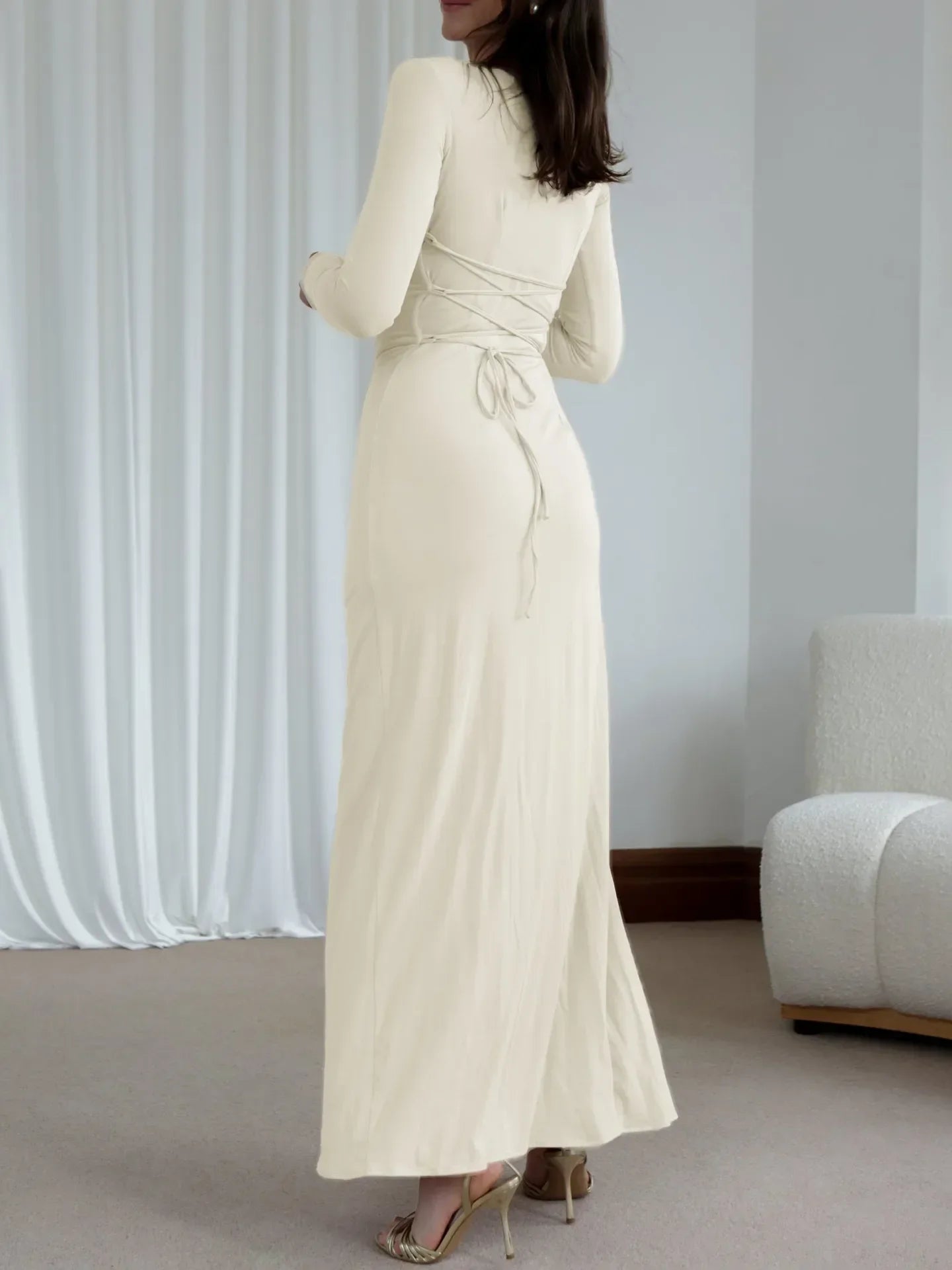 Ruched Long Sleeve Maxi Dress For Everyday Coastal Charm - Southern Shores Clothing