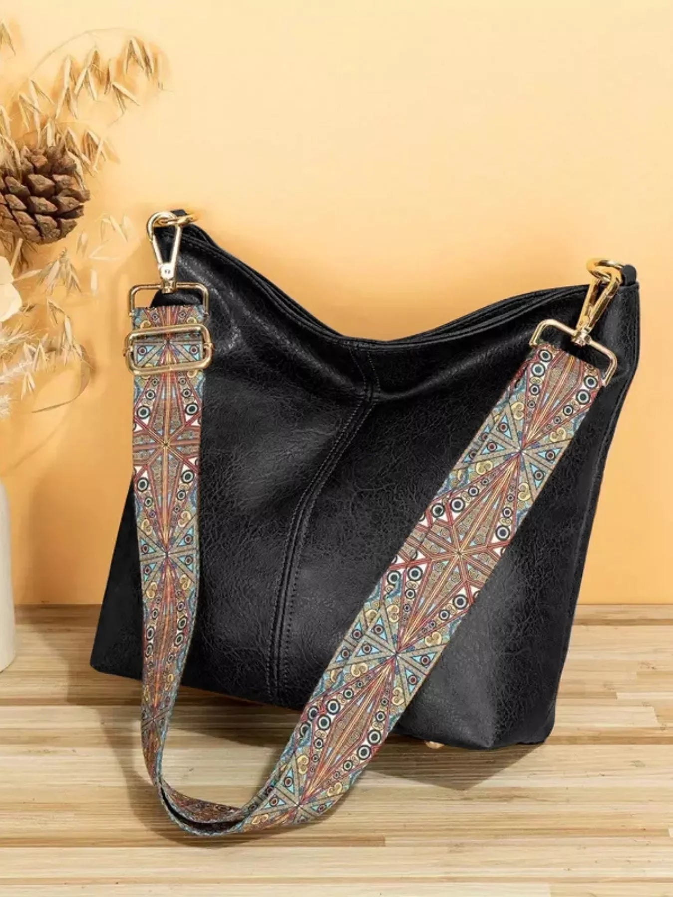 Crossbody Bag With Patterned Strap Everyday Use
