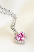 Pink Moissanite Heart Pendant Necklace Sterling Silver - Southern Shores Clothing