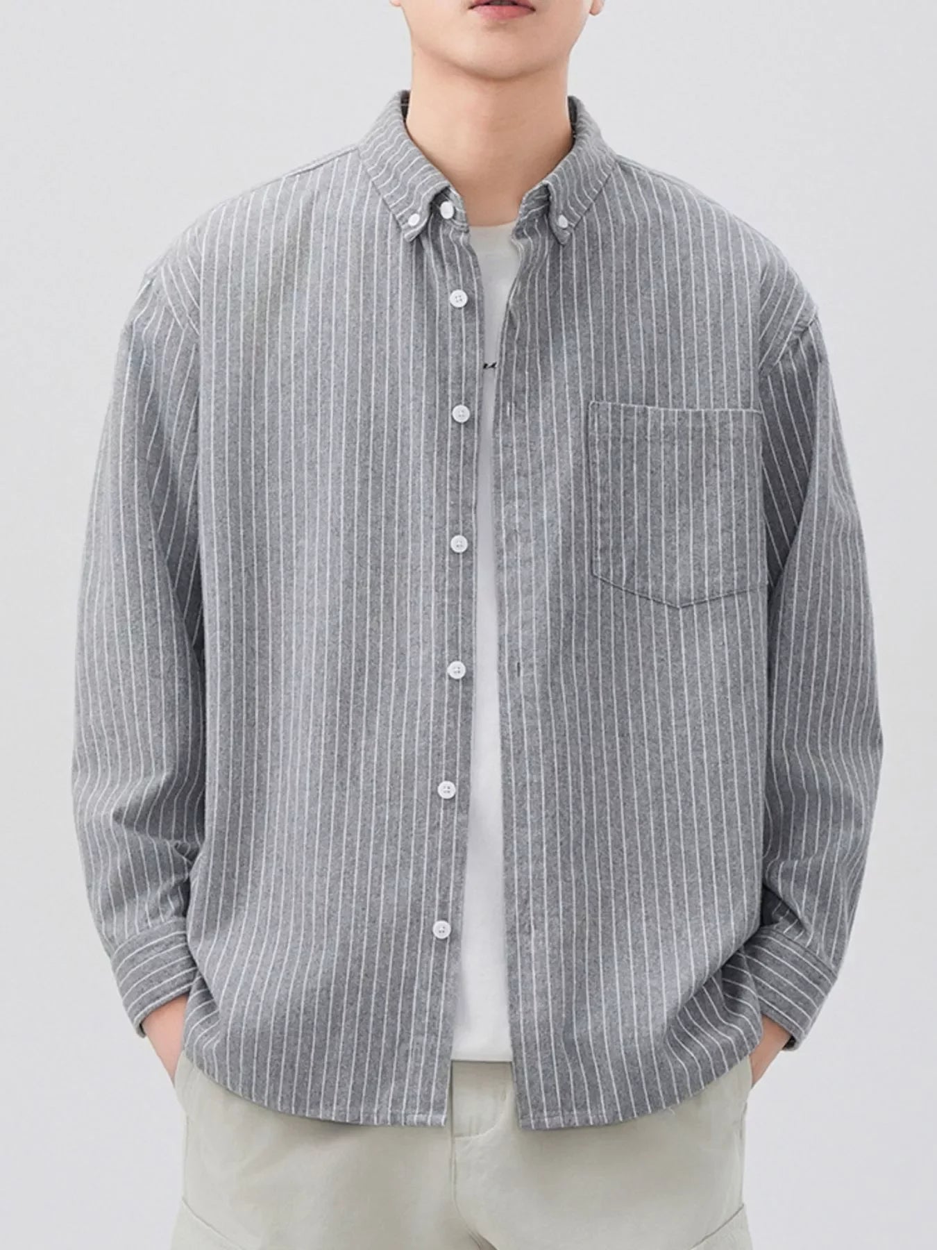 Plus Size Striped Button Up Cotton Shirt - Southern Shores Clothing