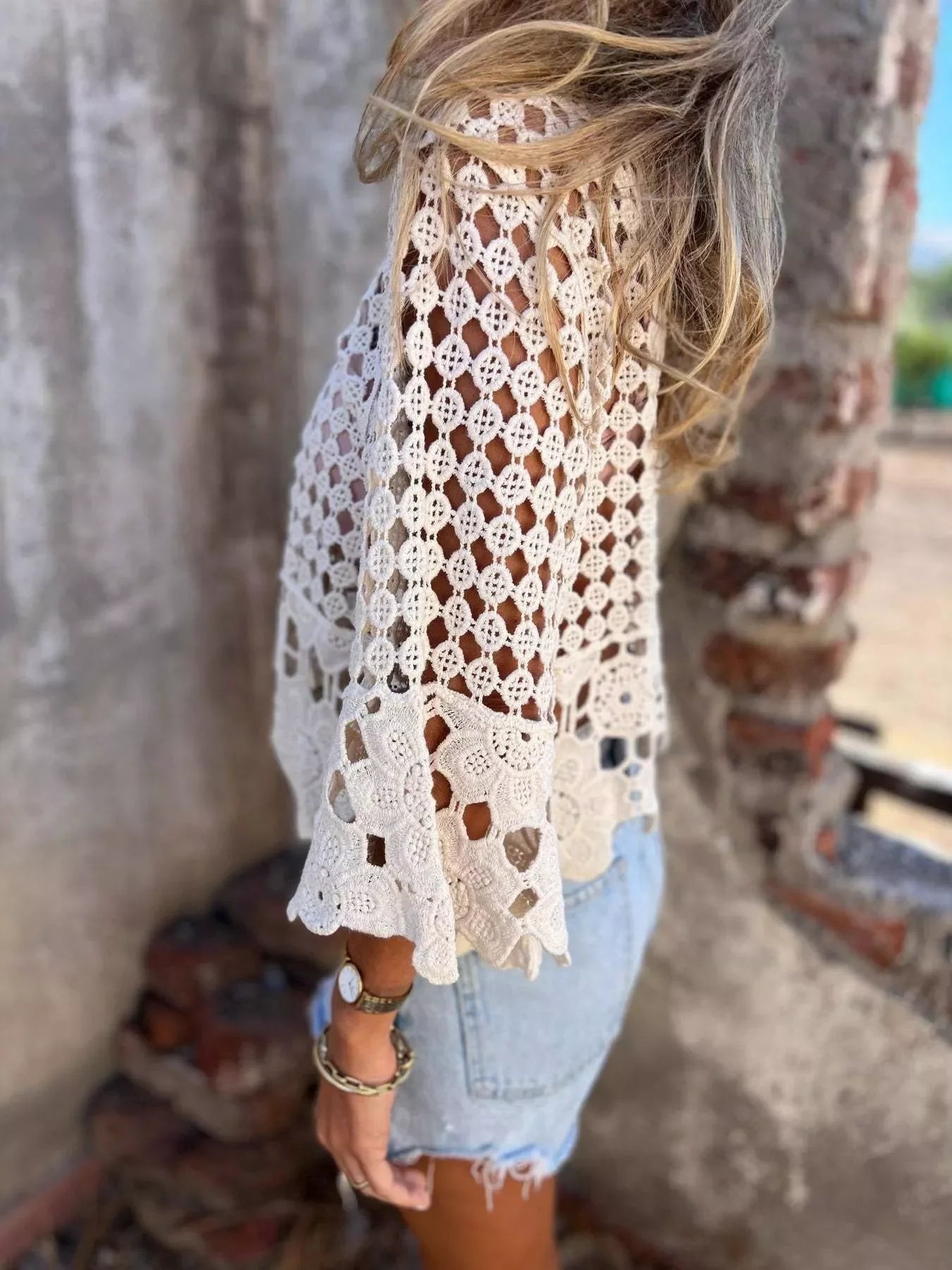 Tassel Crochet Knit Cover Up With Openwork Boho Style Chic - Southern Shores Clothing