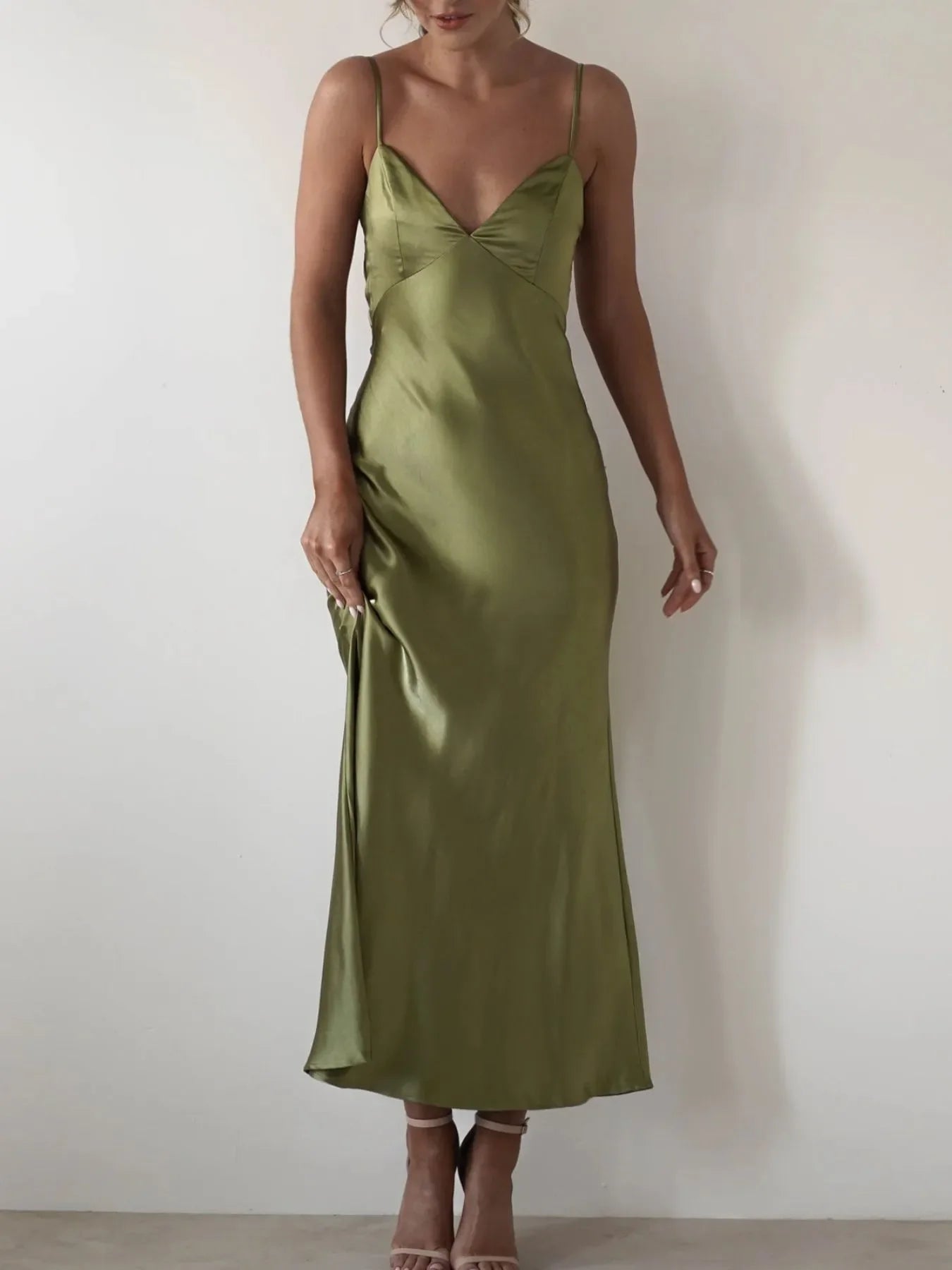 Satin Backless Cami Dress For Coastal Wear - Southern Shores Clothing