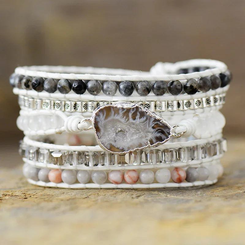 Geode Centerpiece Stone Layered Bracelet With Alloy Accents - Southern Shores Clothing