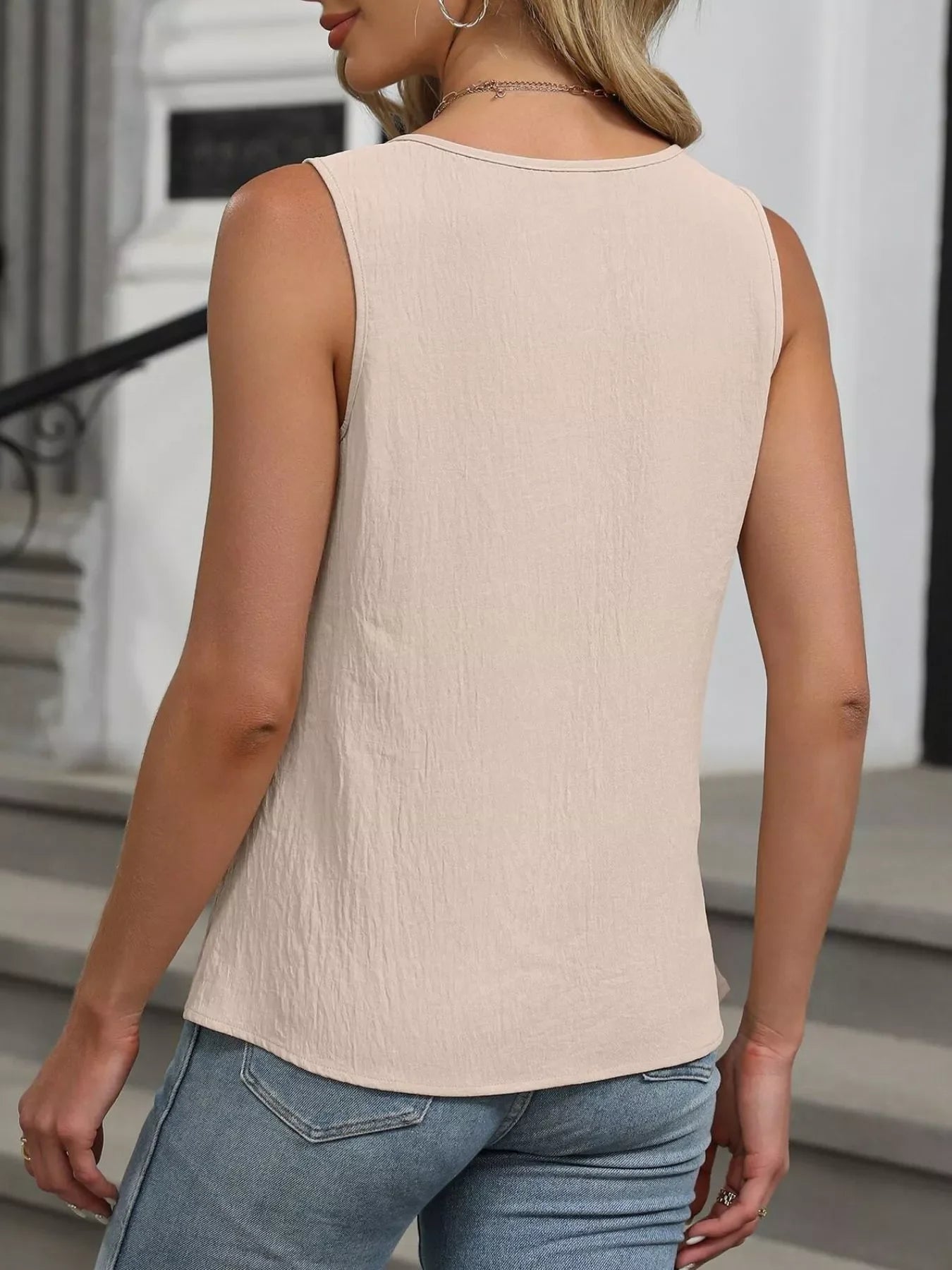 Keyhole Neck Tank Top Sleeveless Polyester Spandex Blend - Southern Shores Clothing