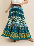 Plus Size Printed Flowy Maxi Skirt Soft Comfort - Southern Shores Clothing