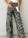 Savannah Inspired Camo Print Wide Leg Cargo Jeans Denim - Southern Shores Clothing