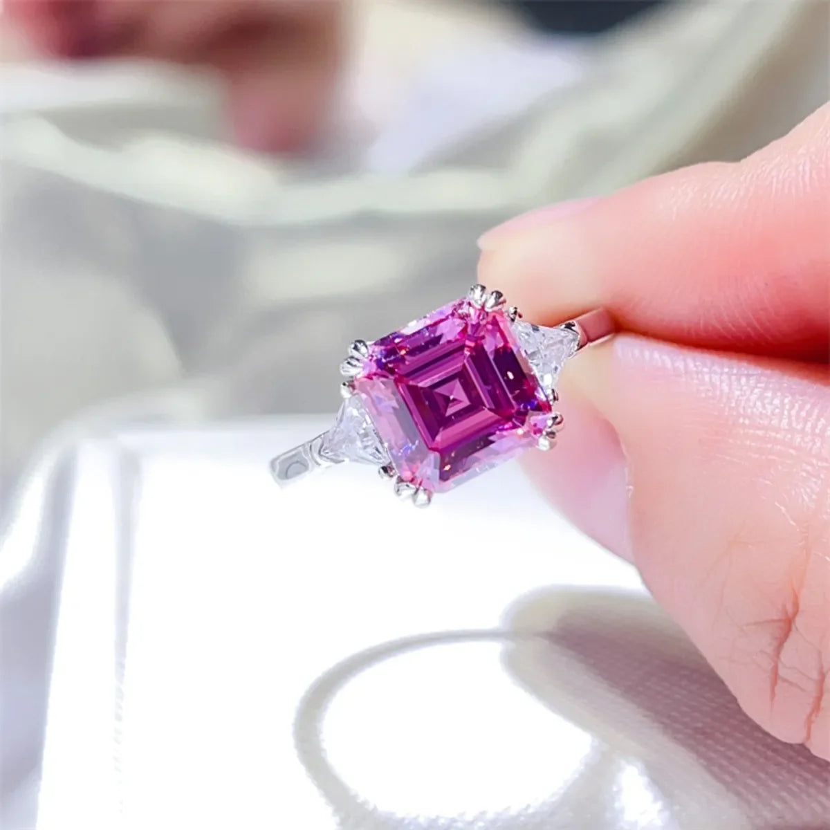 Platinum Plated 3 Carat Moissanite Ring Brilliance