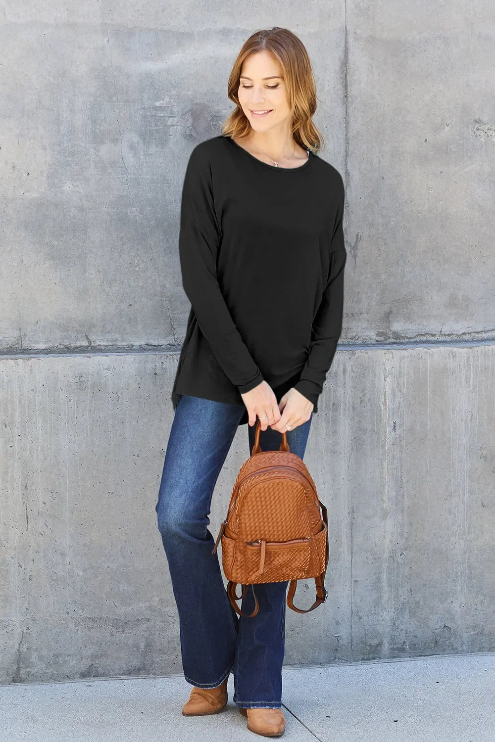 Round Neck T Shirt With Dropped Shoulder - Southern Shores Clothing