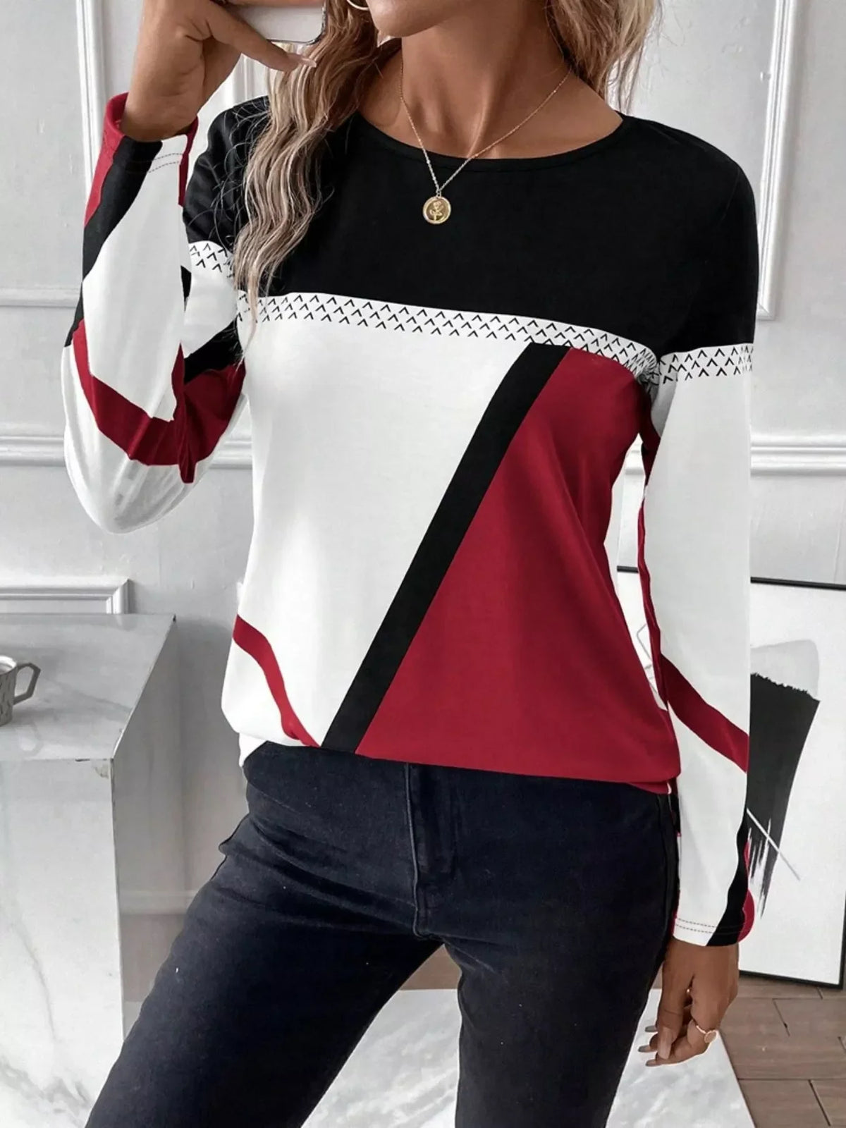 Color Block Long Sleeve T-Shirt - Southern Shores Clothing