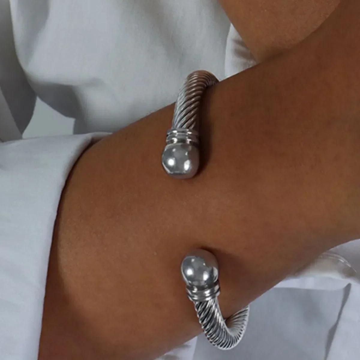 18K Gold Plated Stainless Steel Cable Cuff Bracelet - Southern Shores Clothing