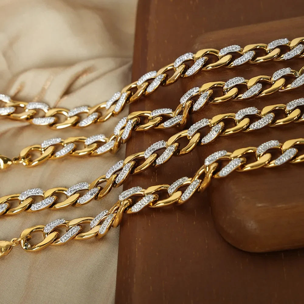 Zircon Titanium Steel Chunky Chain Necklace - Southern Shores Clothing