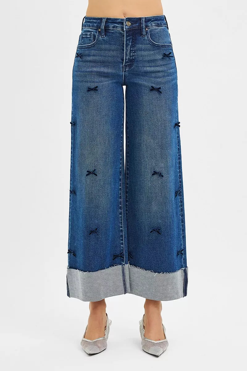 Beach Inspired Risen High Rise Crop Wide Leg Jeans