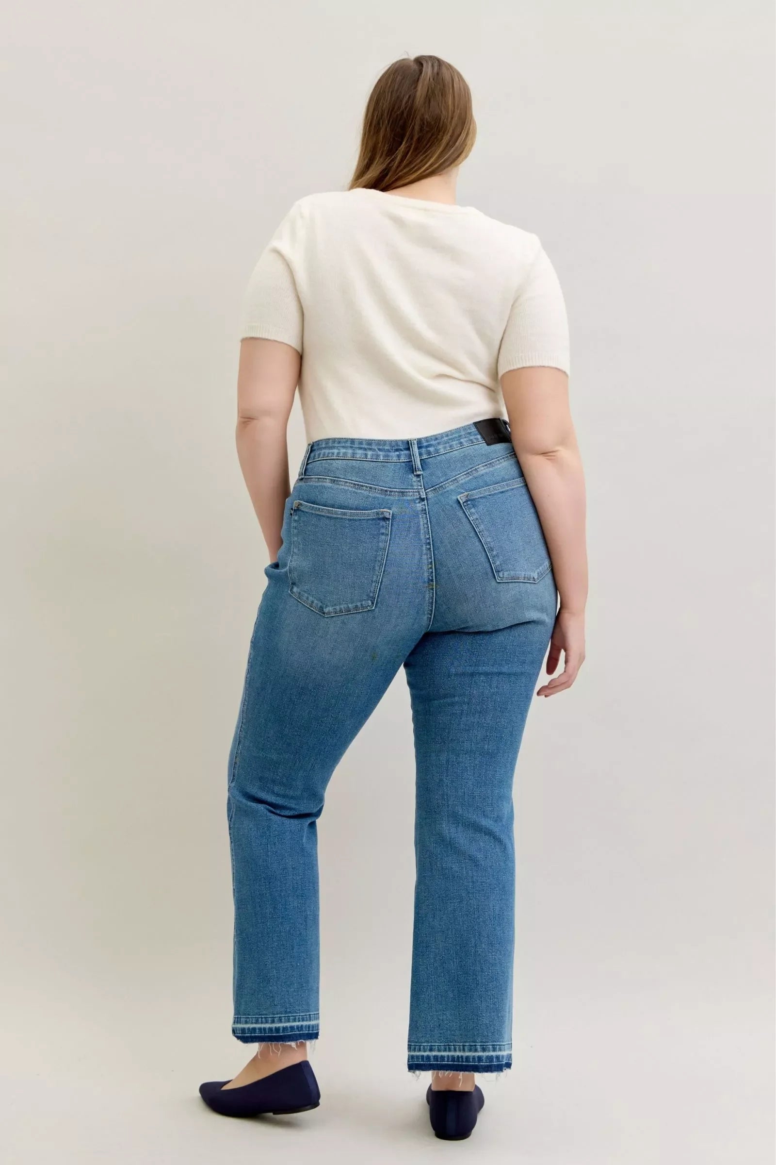 Plus Size Mid Rise Slim Bootcut Jeans With Tummy Control - Southern Shores Clothing