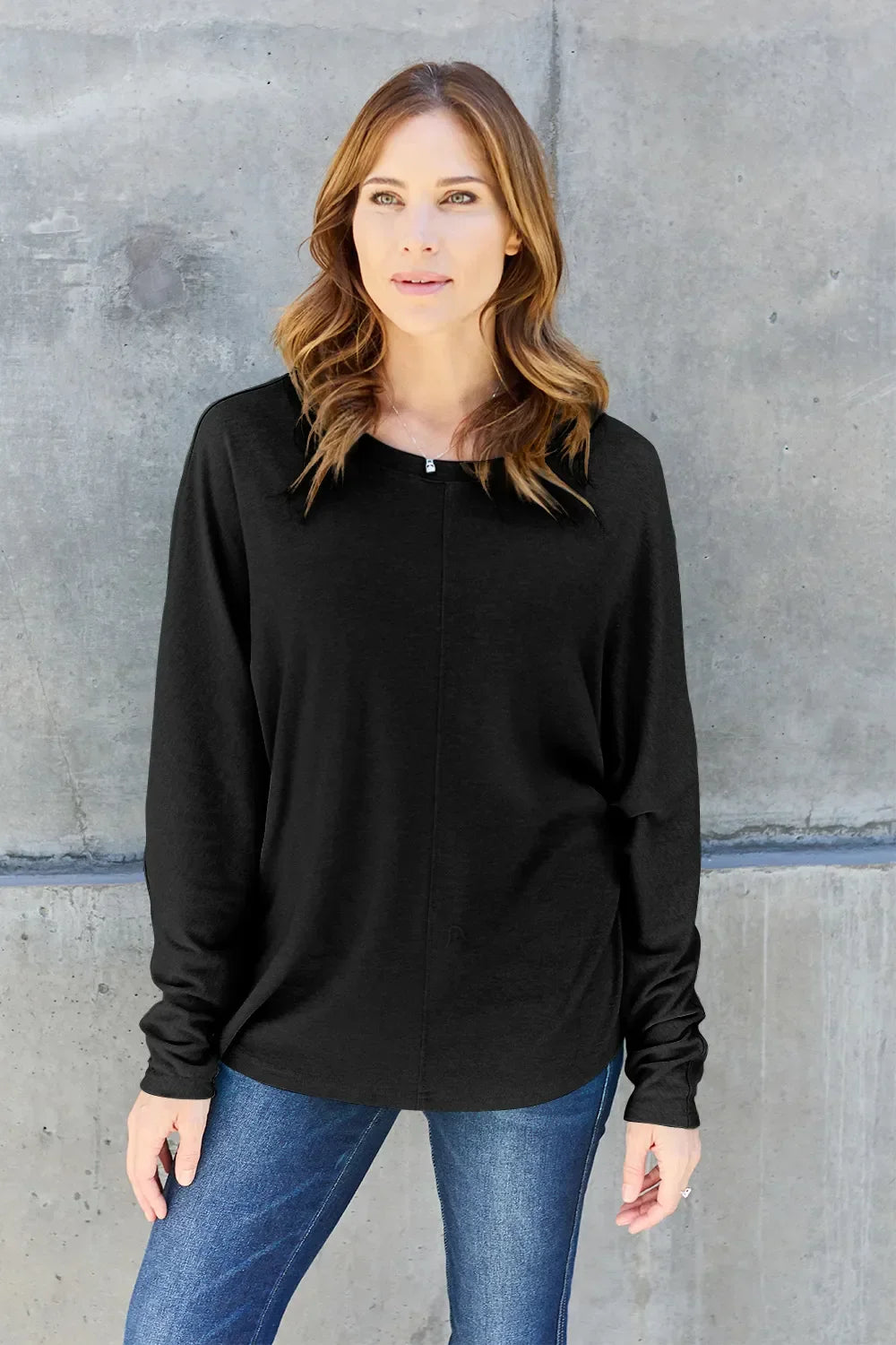 Basic Round Neck Long Sleeve T Shirt Top - Southern Shores Clothing