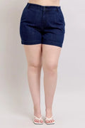 Plus Size High Waist Denim Shorts With Stretch - Southern Shores Clothing