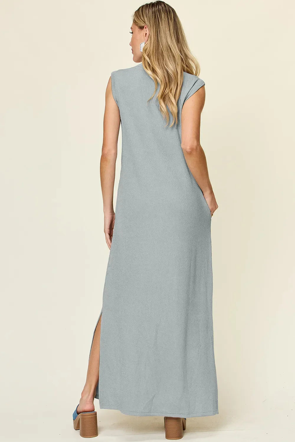 Texture Mock Neck Sleeveless Maxi Dress Coastal Outings - Southern Shores Clothing