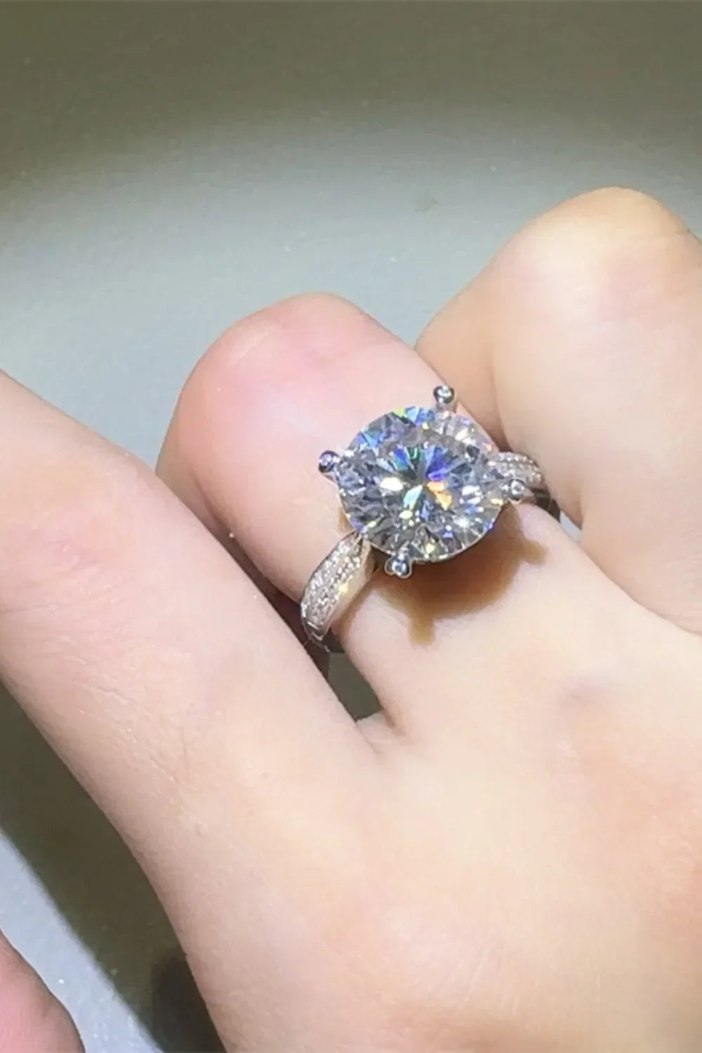 Six Prong Center Moissanite Sterling Silver Ring - Southern Shores Clothing