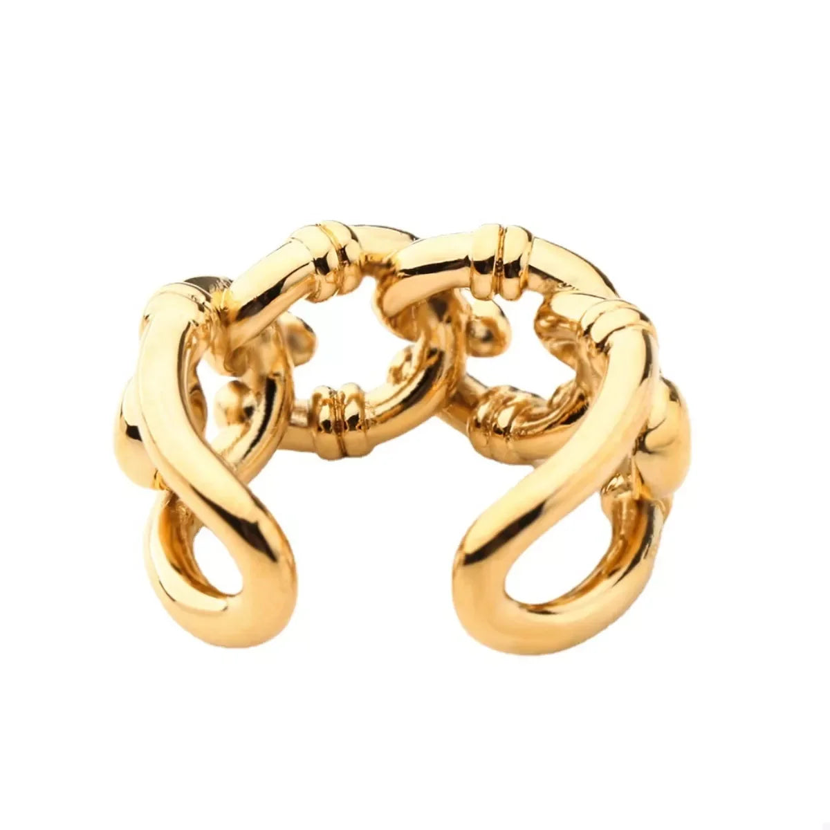 Adjustable 18K Gold-Plated Chain Link Open Ring - Southern Shores Clothing