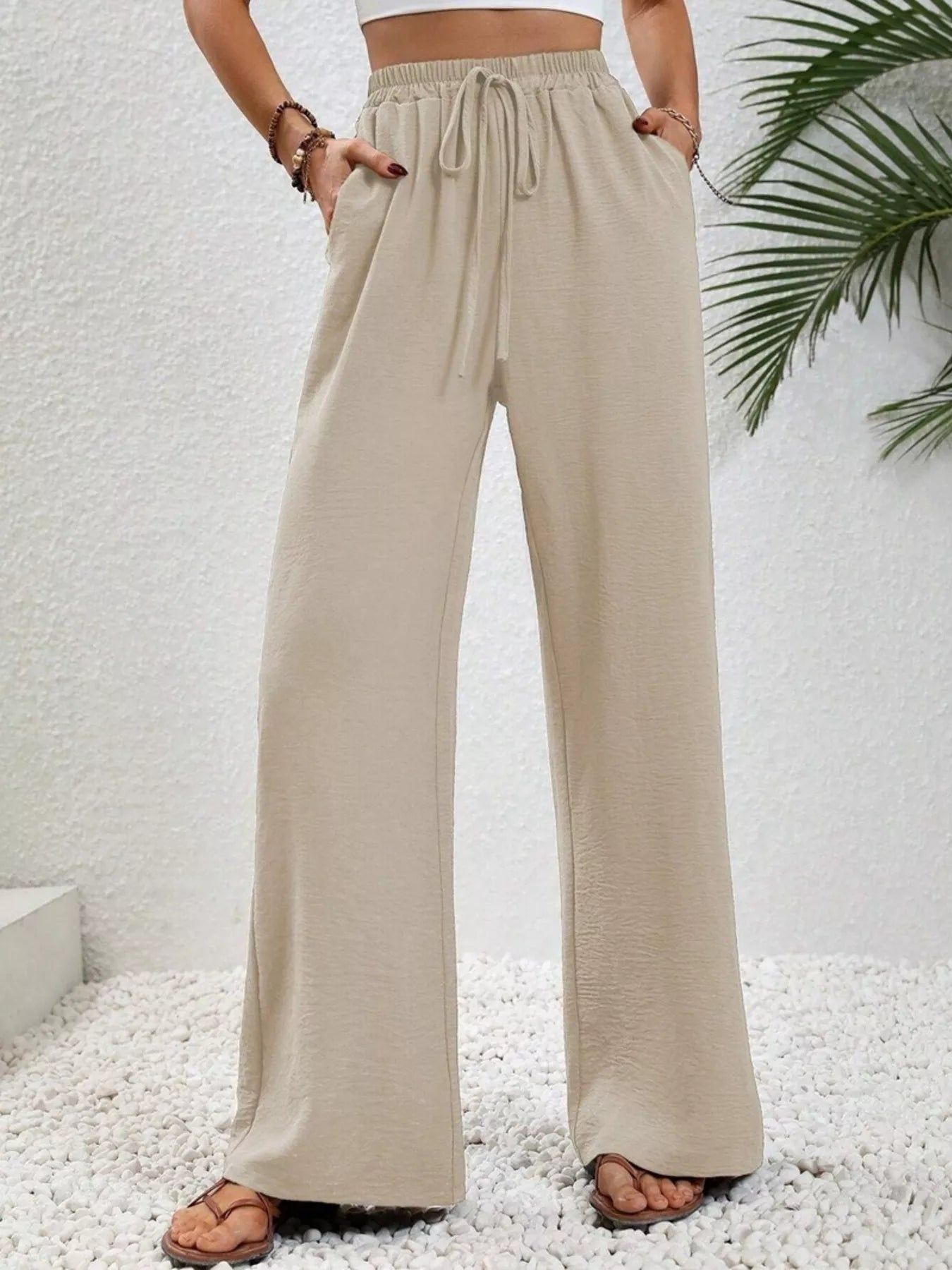 Southern Shores Women's Casual Drawstring Wide Leg Pants