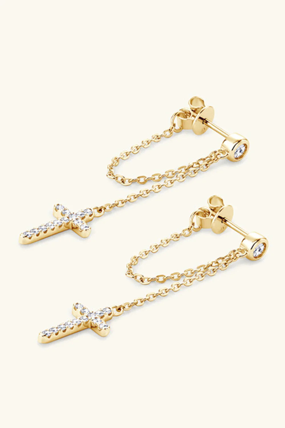 Moissanite Sterling Silver Cross Earrings - Southern Shores Clothing