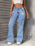 Coastal Slit Star Flare Leg Jeans Stretch Denim - Southern Shores Clothing