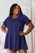 Mandy V-Neck Flounce Sleeve Tiered Dress - Southern Shores Clothing