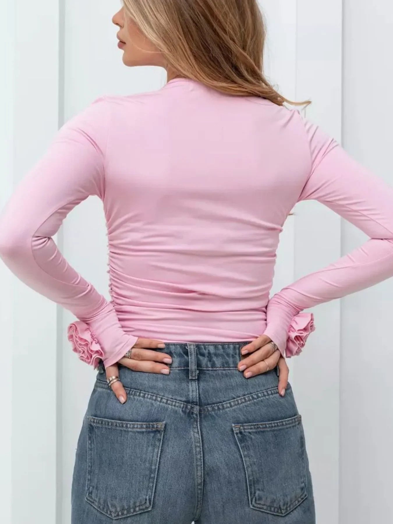 Flower Round Neck Long Sleeve T-Shirt - Southern Shores Clothing