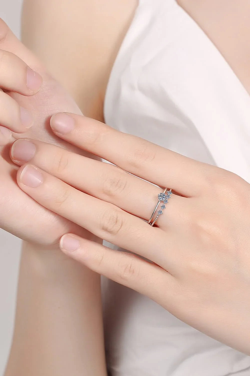 Moissanite Sterling Silver Two Piece Ring Set - Southern Shores Clothing