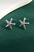 Platinum Plated Sterling Silver Star Stud Earrings - Southern Shores Clothing