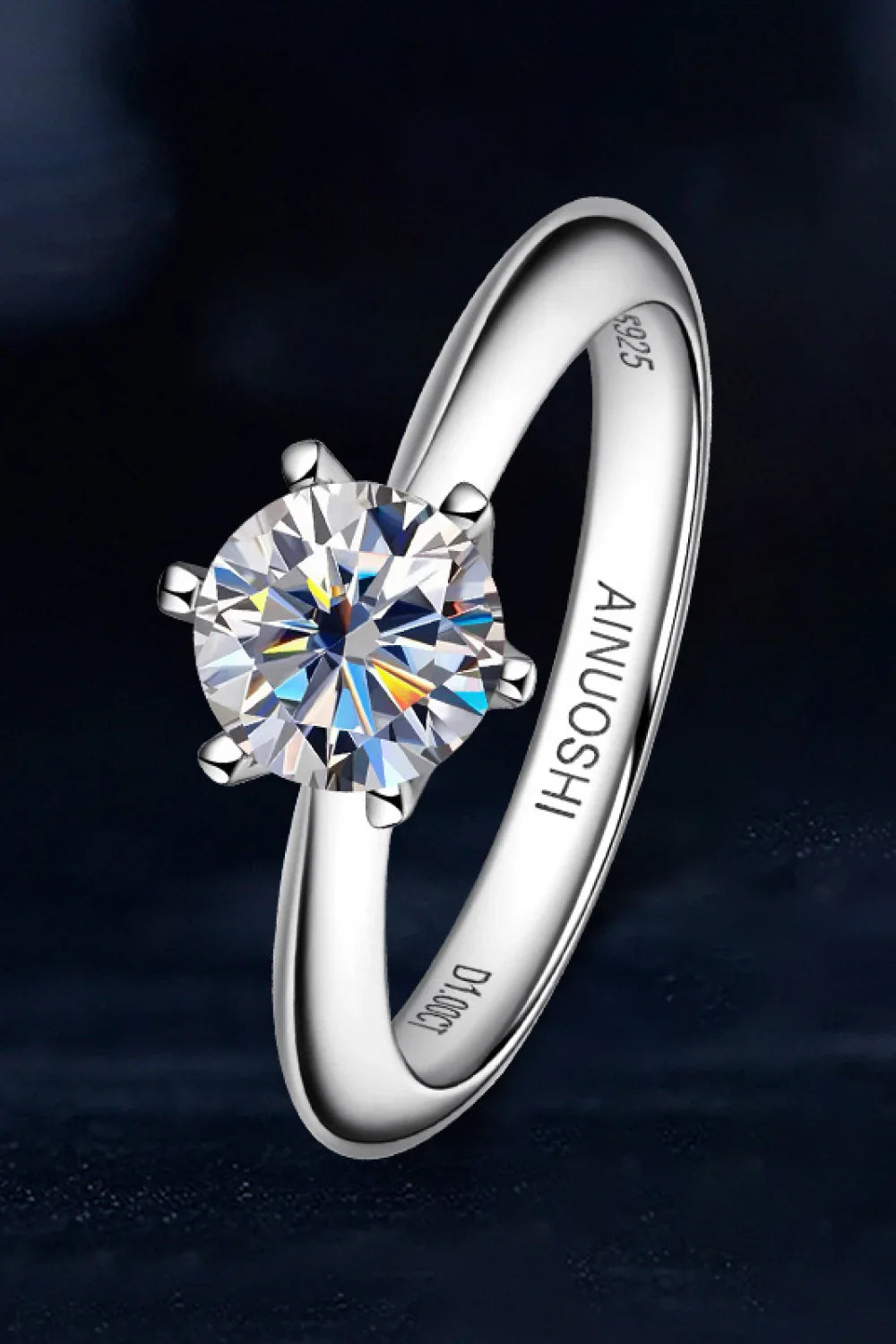 Minimalist 1 Carat Moissanite Ring Platinum Plated - Southern Shores Clothing