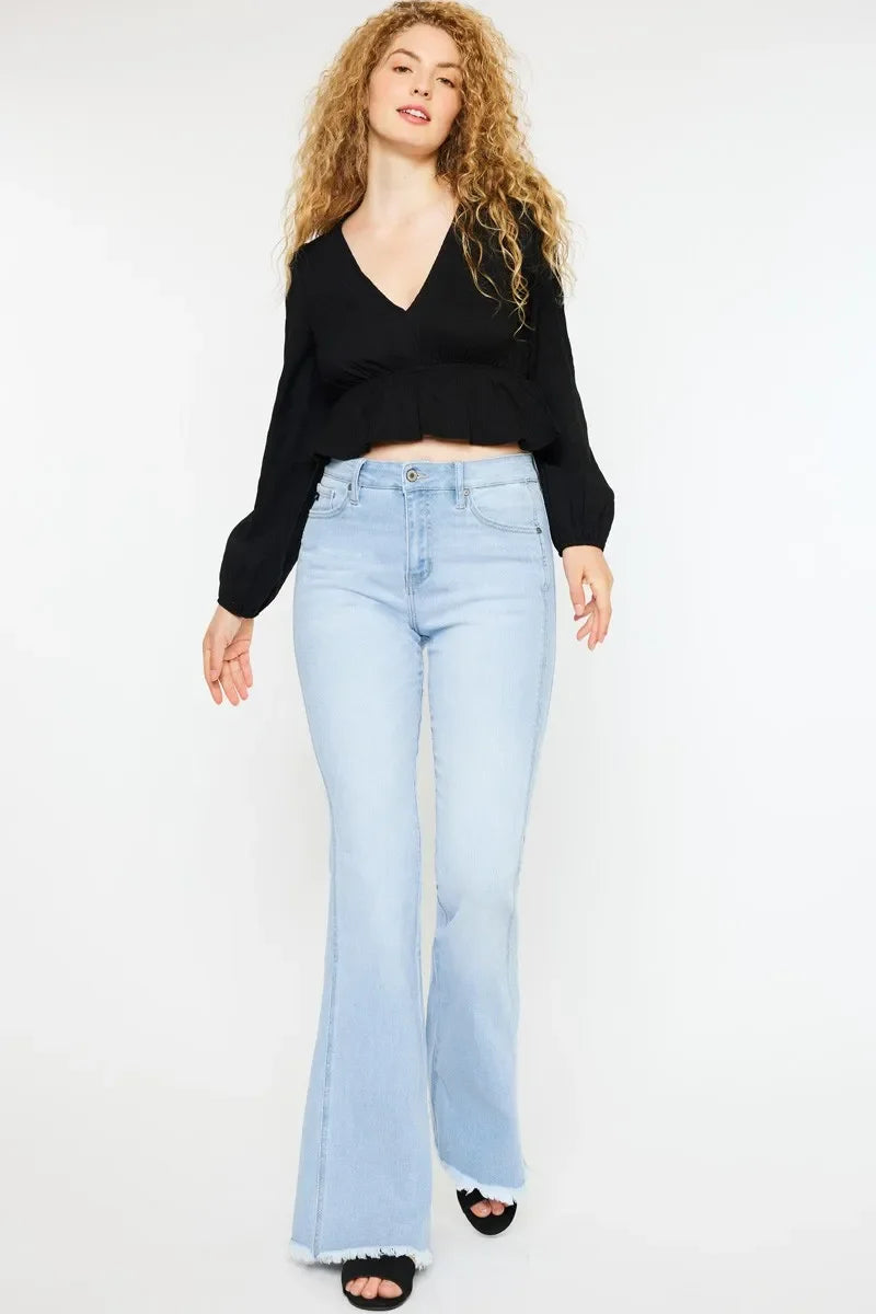 High Rise Curvy Flare Jeans With Stretch Denim - Southern Shores Clothing