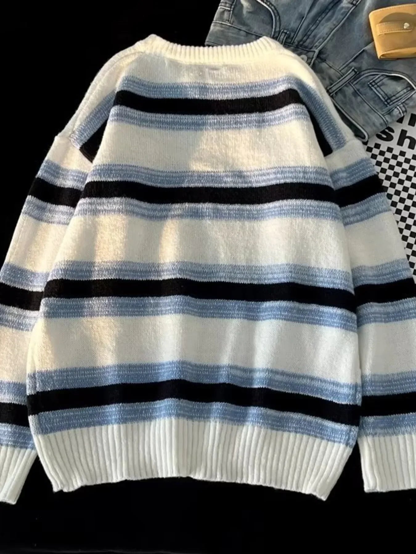 Striped Knit Round Neck Sweater Classic Casual - Southern Shores Clothing