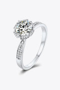 1 Carat Moissanite Platinum-Plated Sterling Silver Ring
