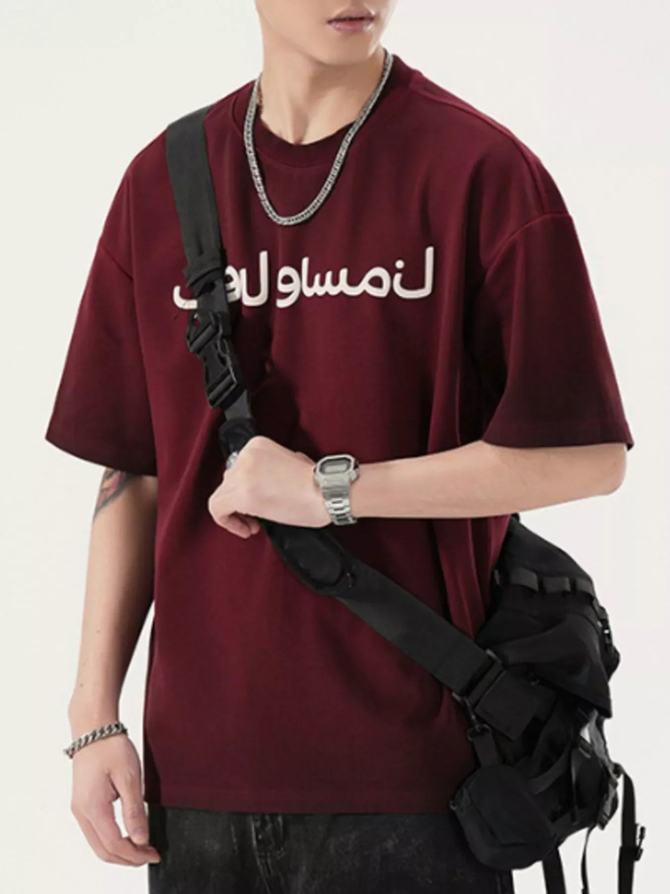 Oversized Arabic Letter Plus Size T Shirt - Southern Shores Clothing