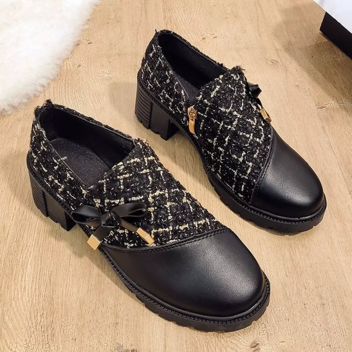 Round Toe Block Heel Boots Mid Heel Ankle Chic