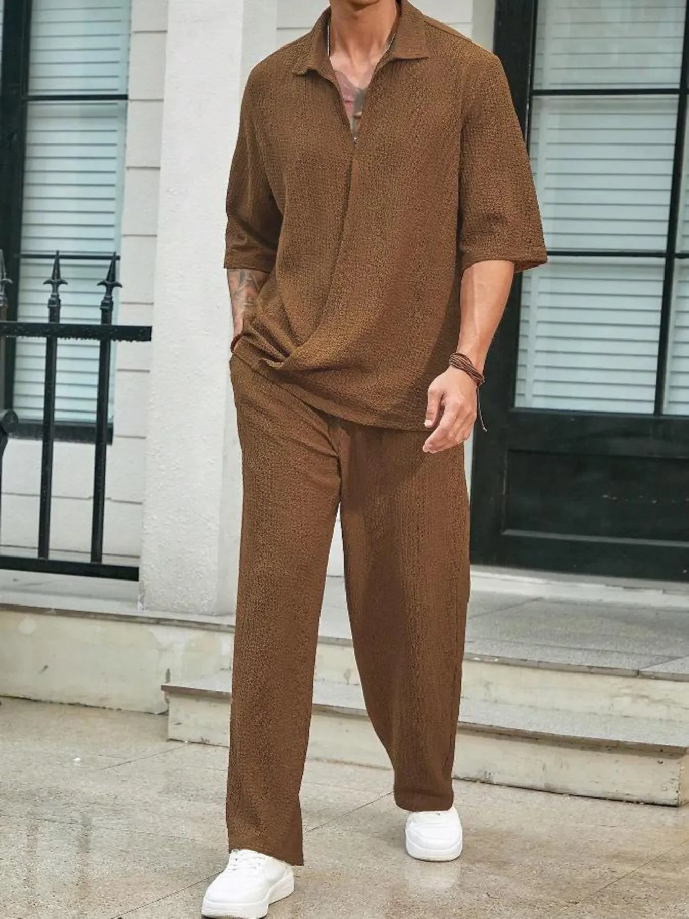 Men's Plus Size Half Sleeve Top and Pants Set - Southern Shores Clothing