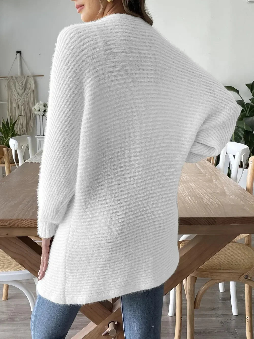 Open Front Stretch Cardigan With Long Sleeves - Southern Shores Clothing