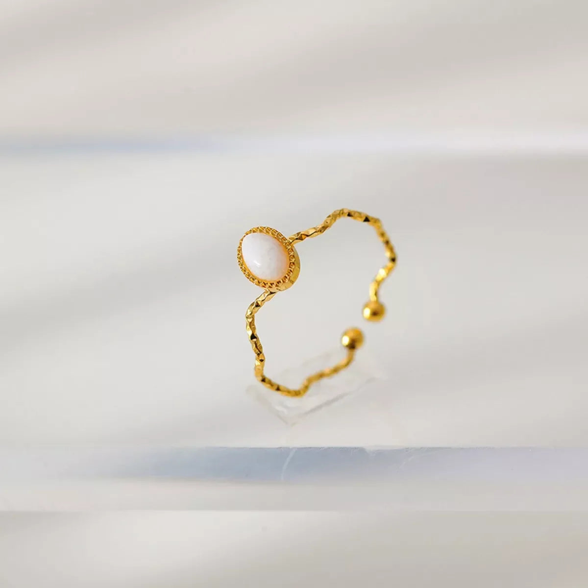 Coastal Wave Open Ring With 18K Gold Plating