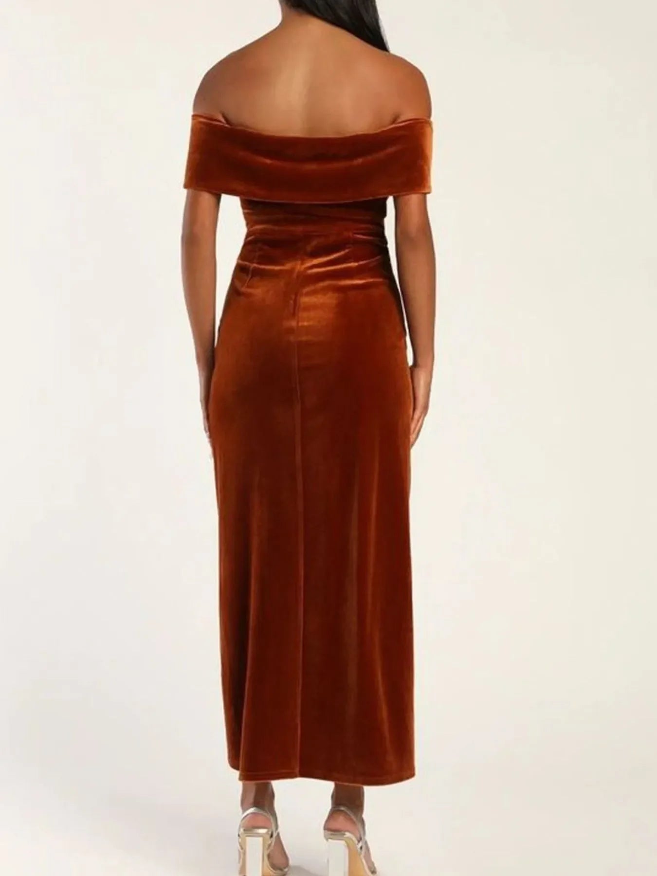 Off Shoulder Wrap Dress With Side Slit Silhouette - Southern Shores Clothing