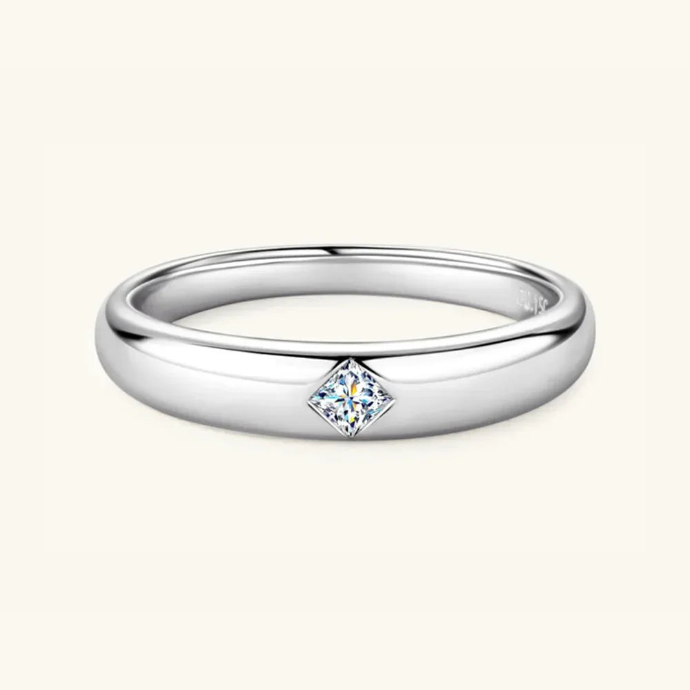 Sterling Silver Inlaid Moissanite Ring With 18K Gold Plating - Southern Shores Clothing