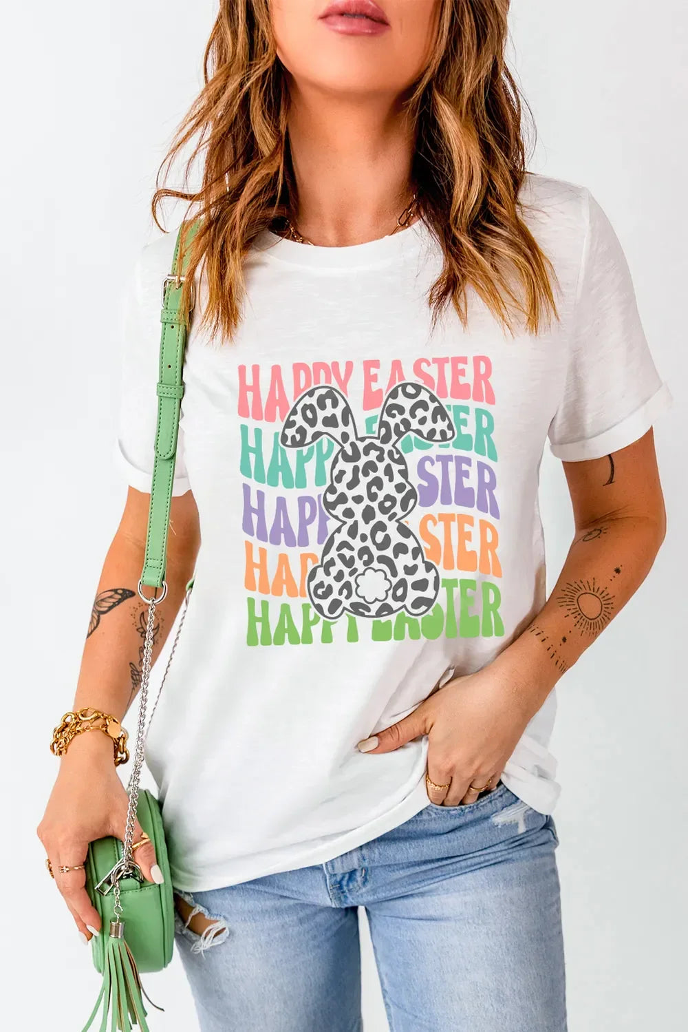 Happy Easter Round Neck Short Sleeve Graphic Tee - Southern Shores Clothing