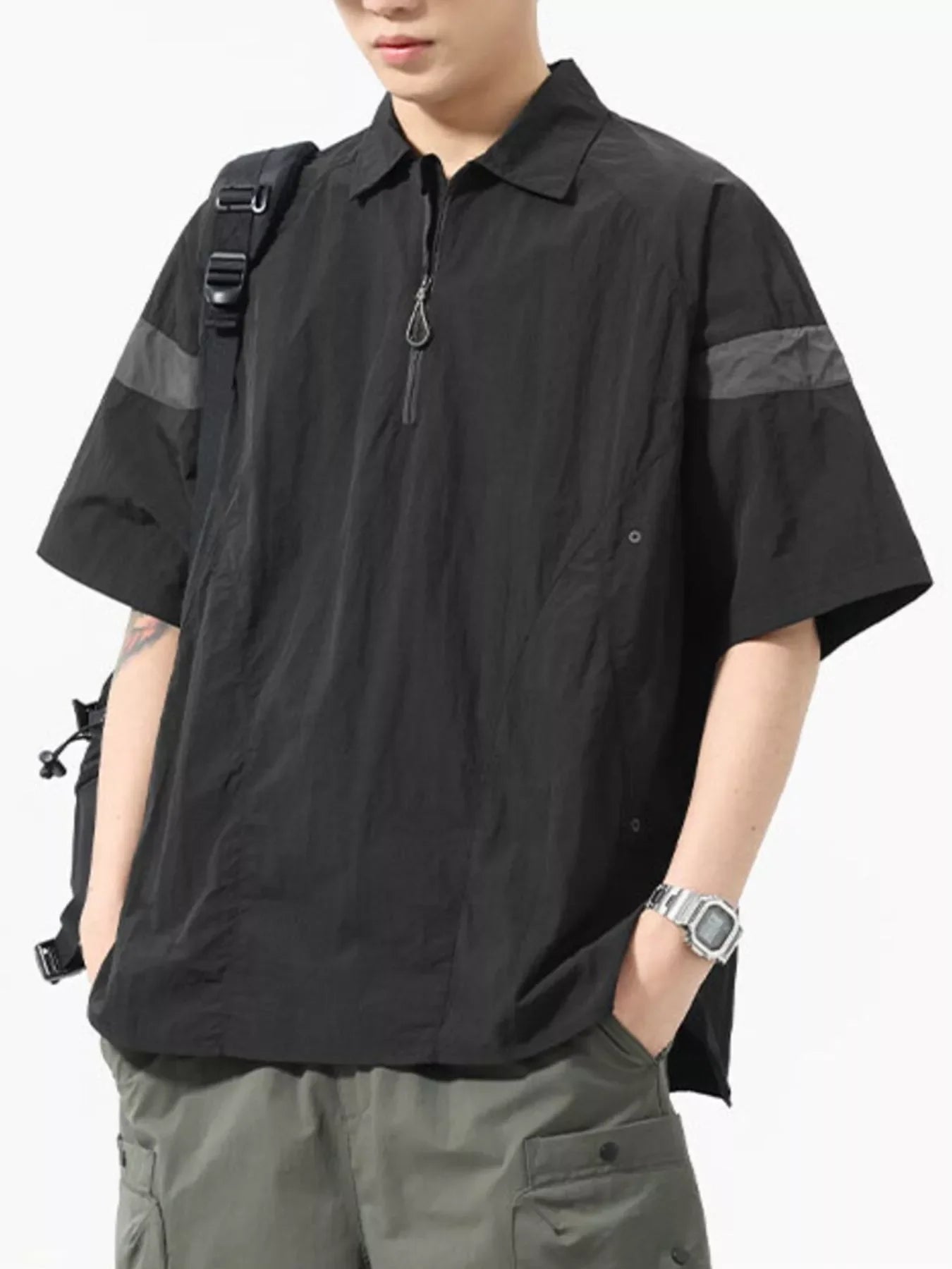 Plus Size Breathable Nylon Quarter Zip Polo Shirt - Southern Shores Clothing
