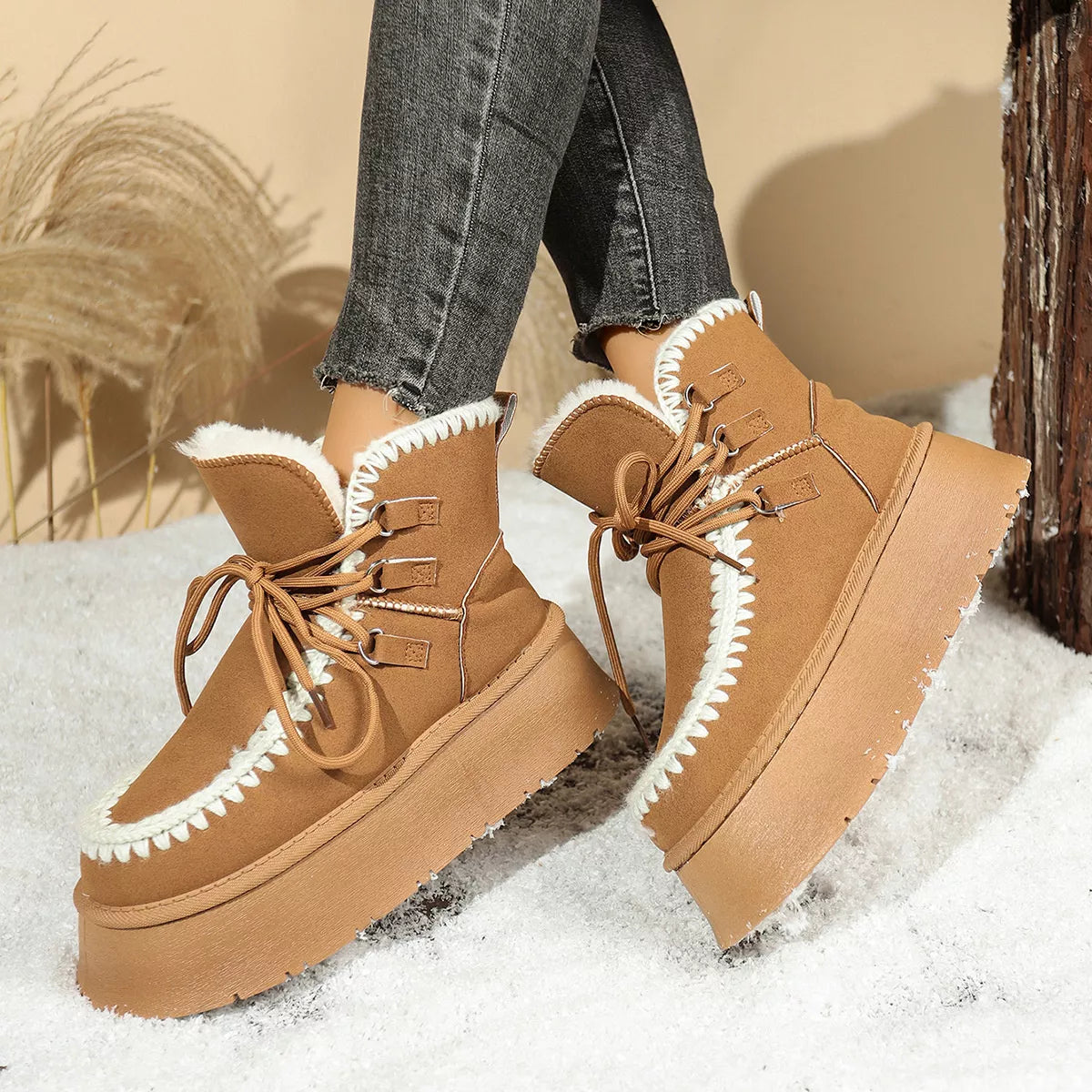 Sherpa Lined Platform Snow Boots