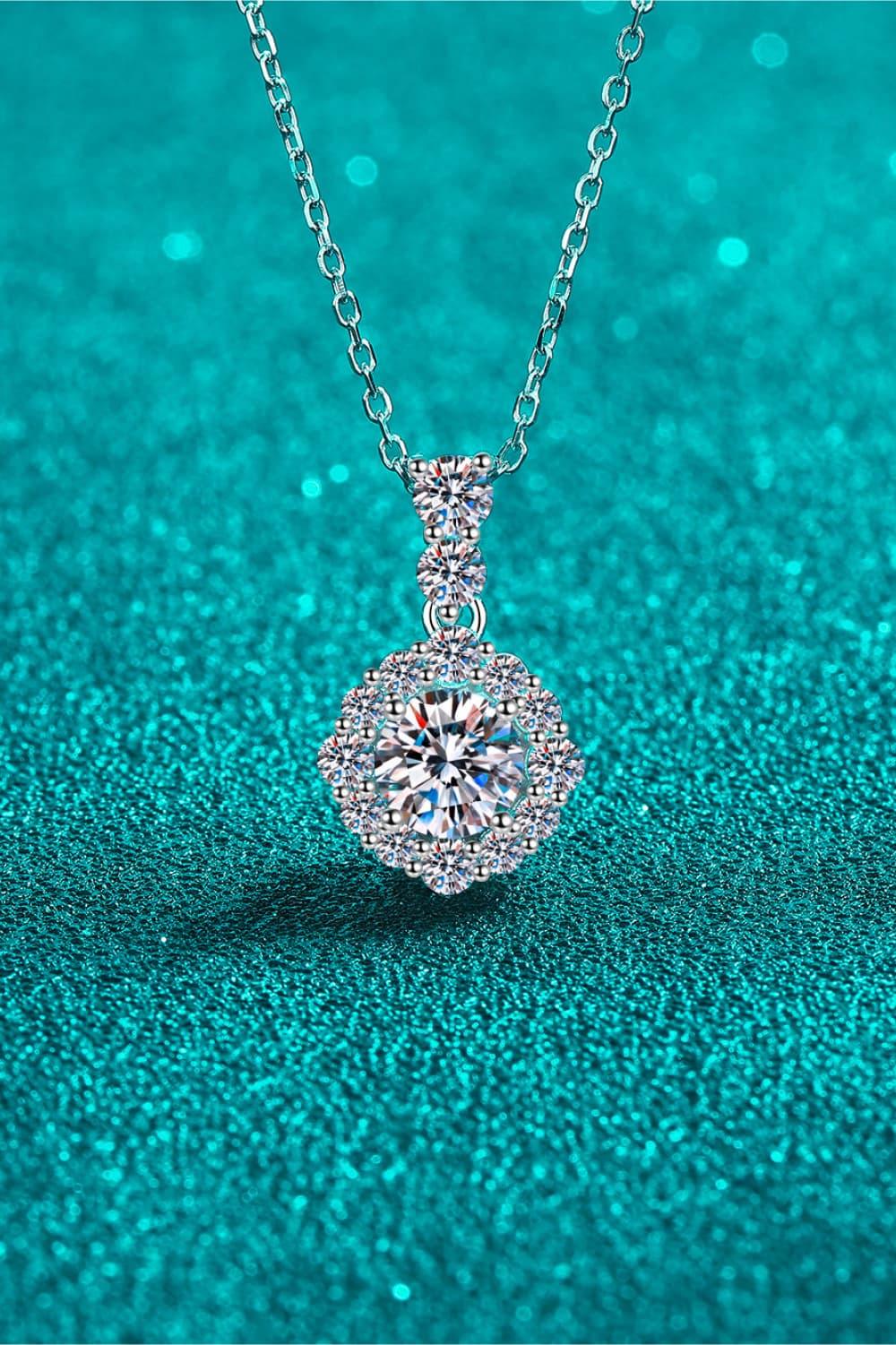 1 Carat Moissanite Sterling Silver Necklace - Southern Shores Clothing