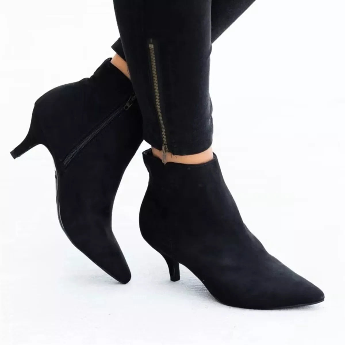 Point Toe Kitten Heels Ankle Boots Suede Classic - Southern Shores Clothing