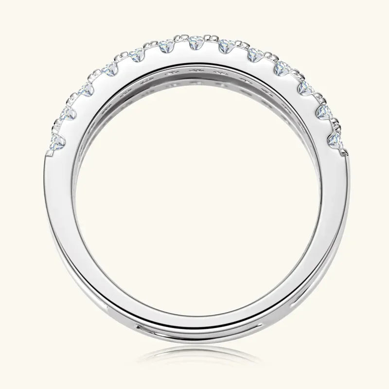 Moissanite Double Layered Ring in Sterling Silver - Southern Shores Clothing