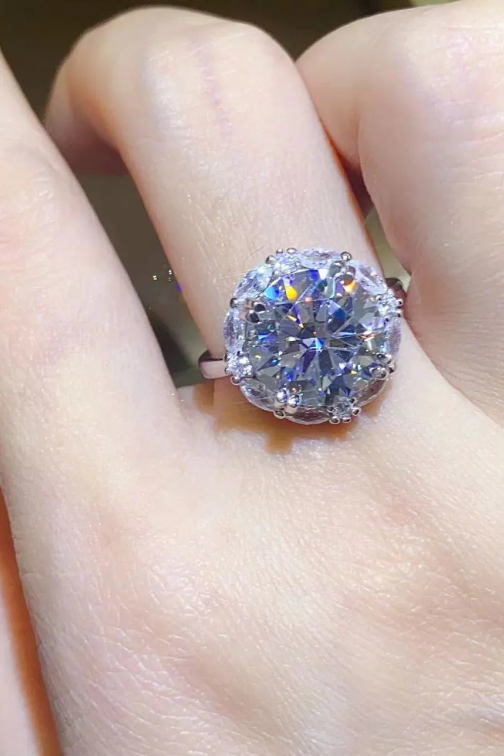 5 Carat Moissanite Sterling Silver Ring With Zircon Accents - Southern Shores Clothing